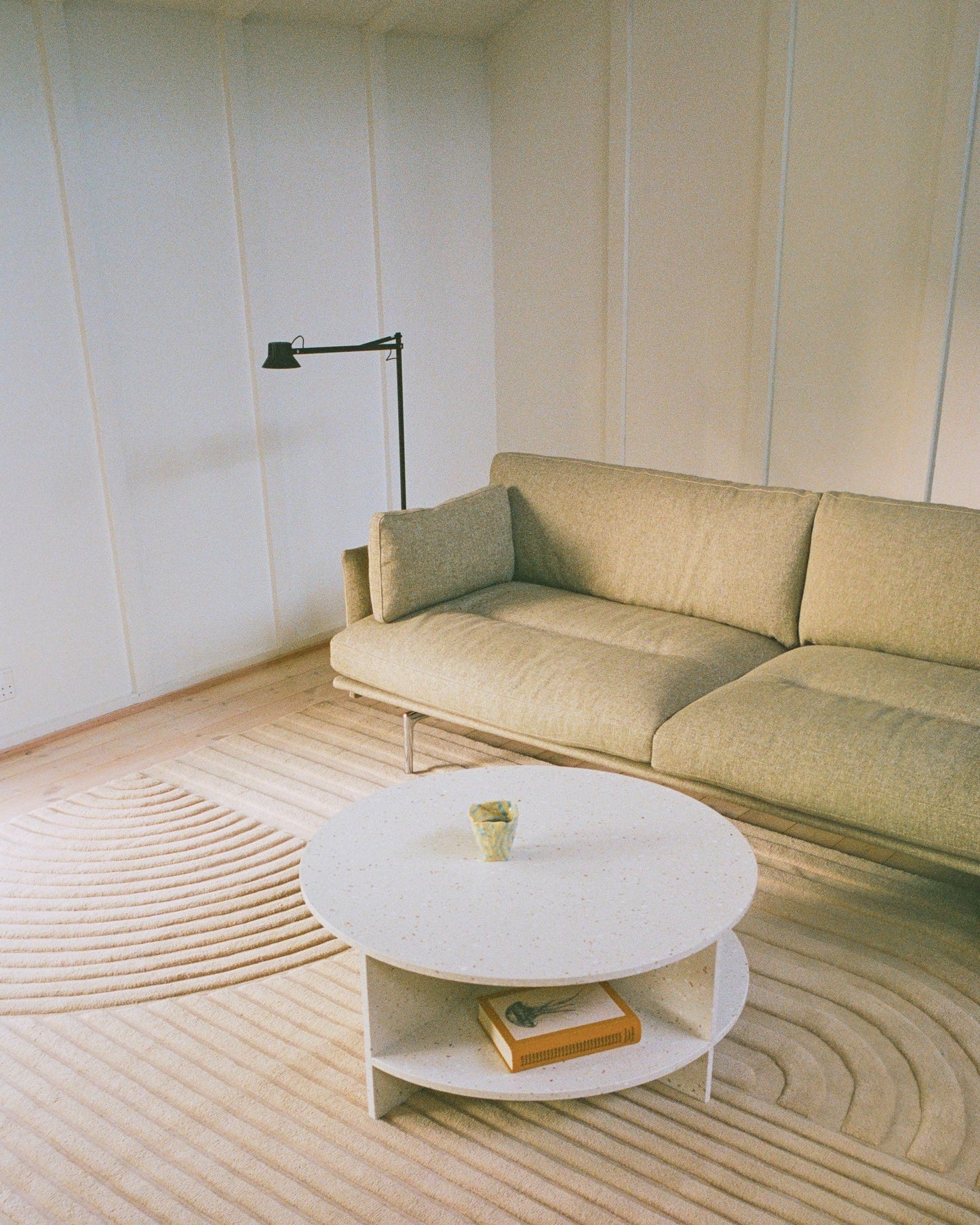 Halves coffee table, off-white terrazzo