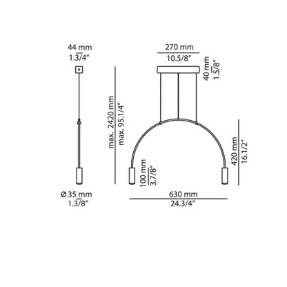 Estiluz Volta Pendant Black 2 Light Sources