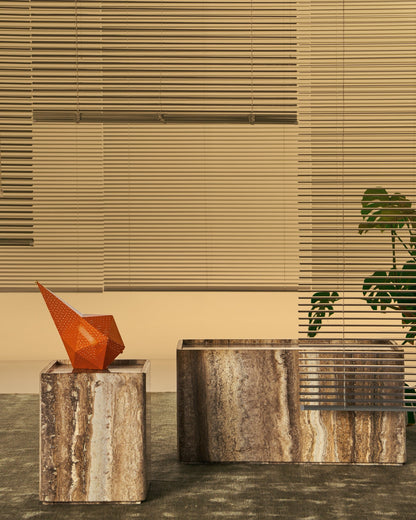 Pietra side table, 30 x 80 x 40 cm, sepia travertine
