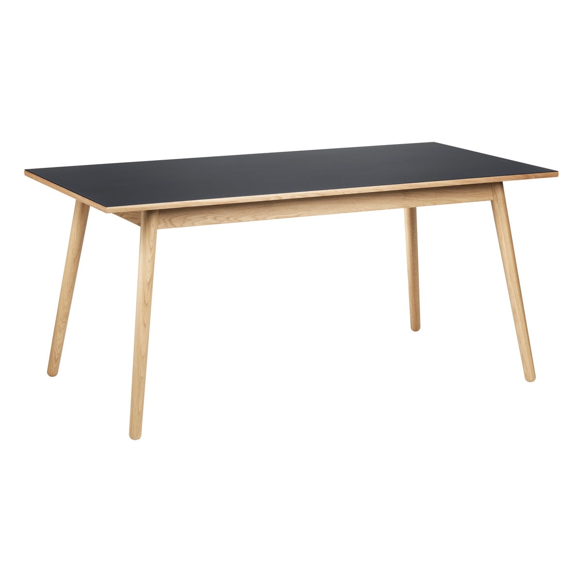 C35B dining table, 160 x 82 cm, oak - black linoleum