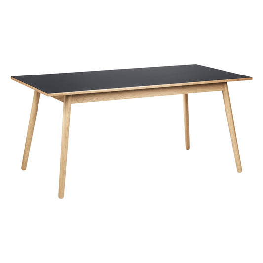 C35B dining table, 160 x 82 cm, oak - black linoleum
