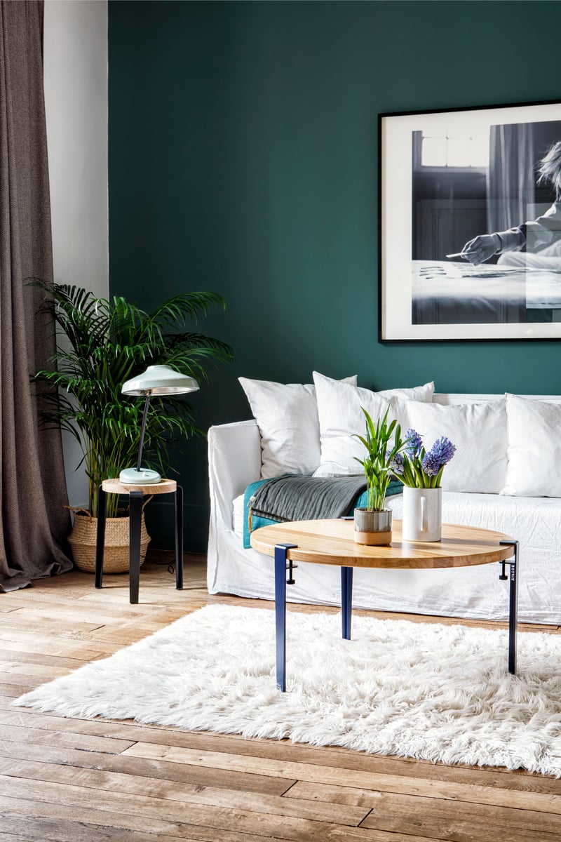 Coffee table and bench leg 43 cm, 1 piece, mineral blue