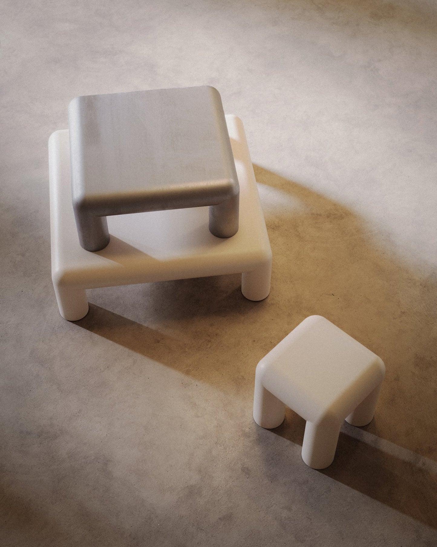 Cubio coffee table, 80 x 80 cm, raw aluminium