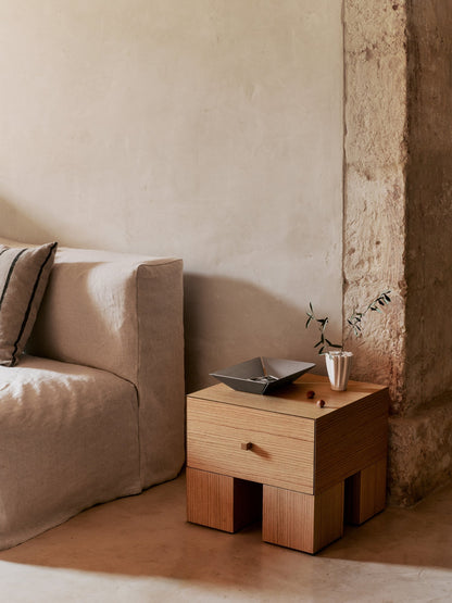 Kuben bedside table 1x1, natural oak veneer
