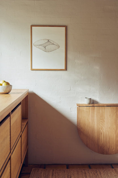 Trefoil folding wall table, oak