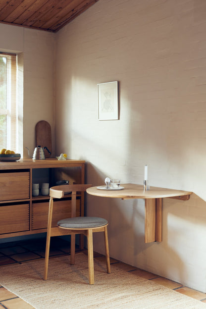 Trefoil folding wall table, oak
