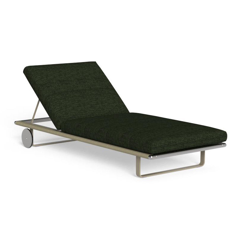 GEORGE - Recliner fabric sun lounger with castors