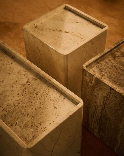 Pietra side table, 30 x 80 x 40 cm, sepia travertine