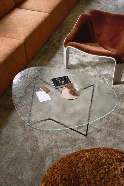Pedrera coffee table, black - transparent structured glass
