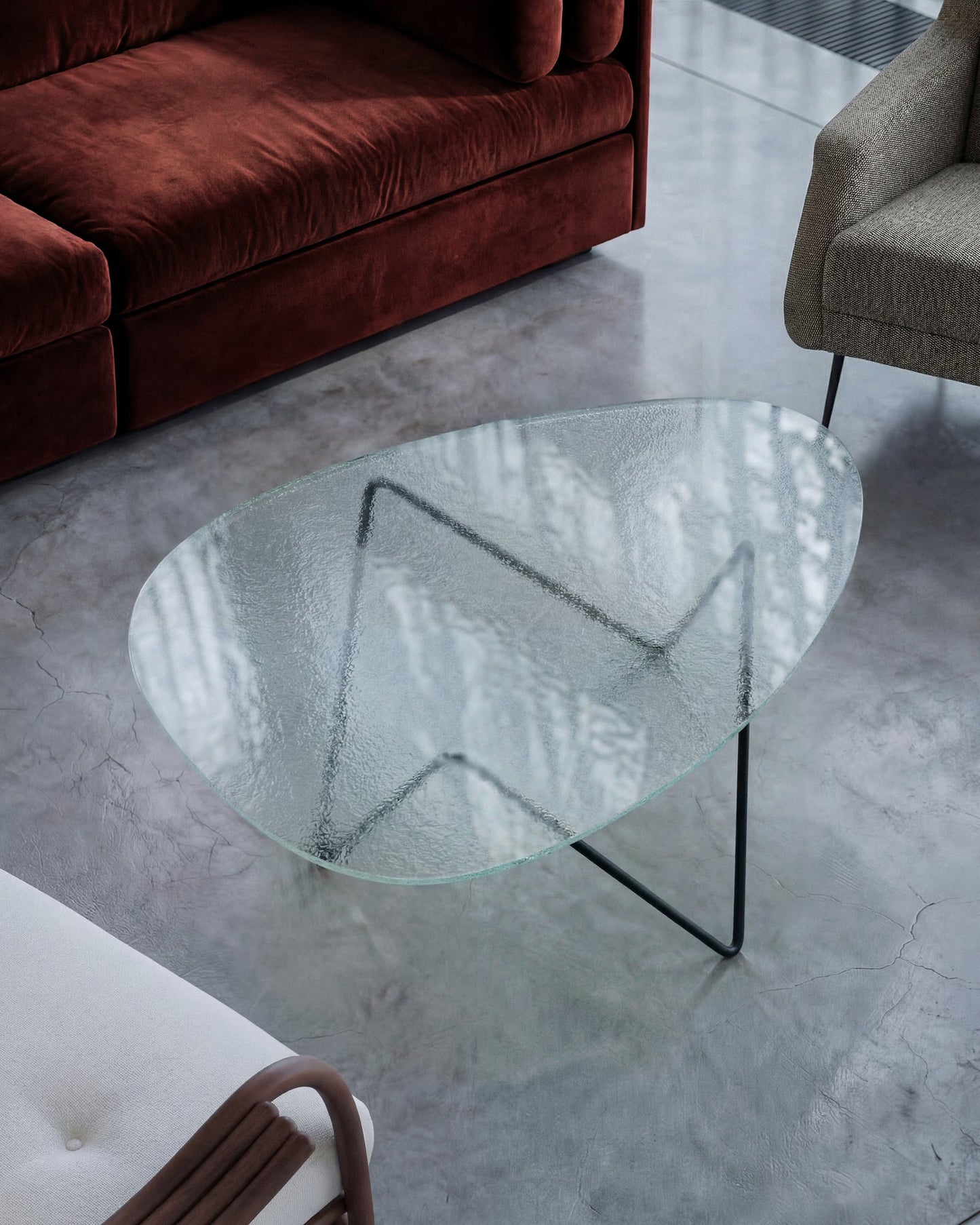 Pedrera coffee table, black - transparent structured glass