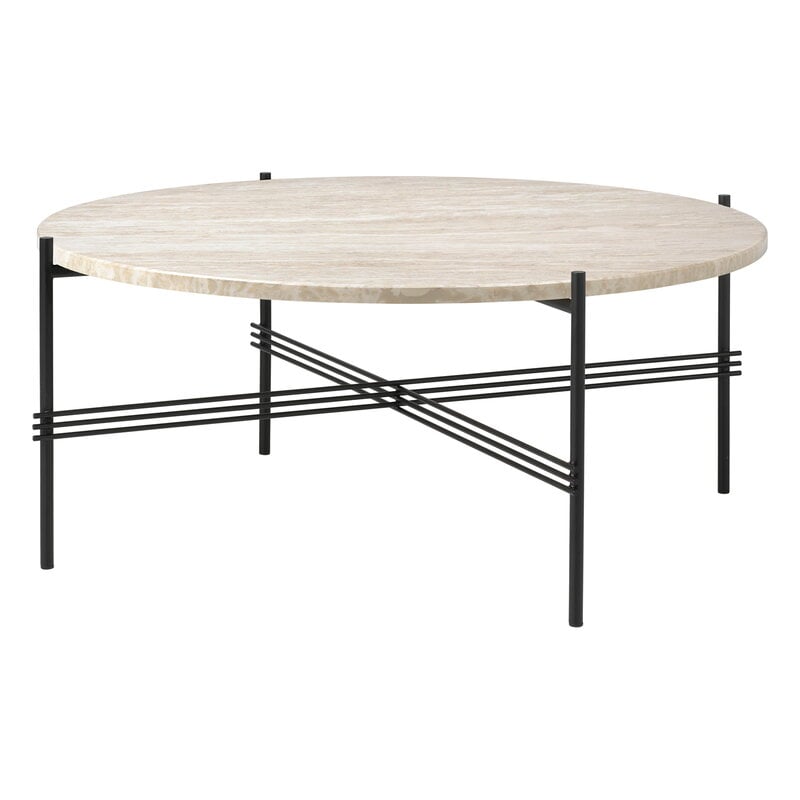TS Outdoor coffee table by GUBI #80 cm, black - white travertine #