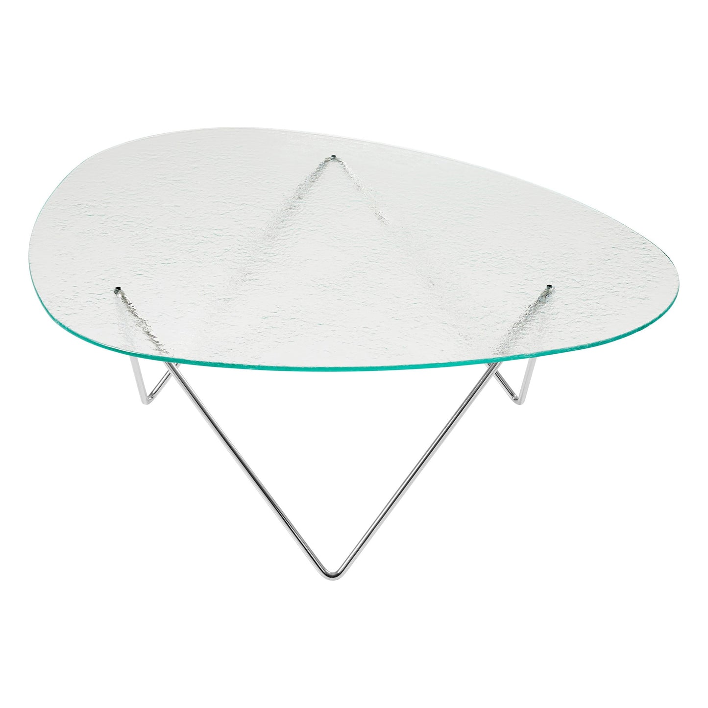 Pedrera coffee table, chrome - transparent structured glass
