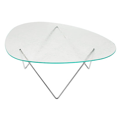 Pedrera coffee table, chrome - transparent structured glass