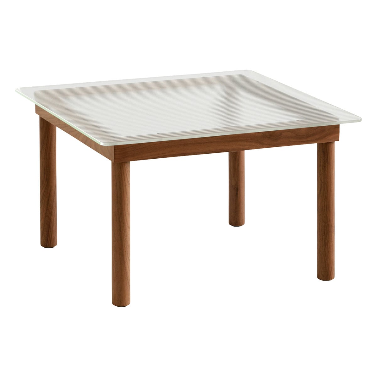 Kofi table 60 x 60 cm, lacquered walnut - reeded glass