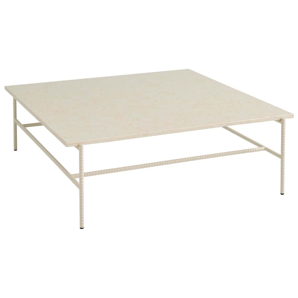 Rebar coffee table, 100 x 104 cm, alabaster - beige marble