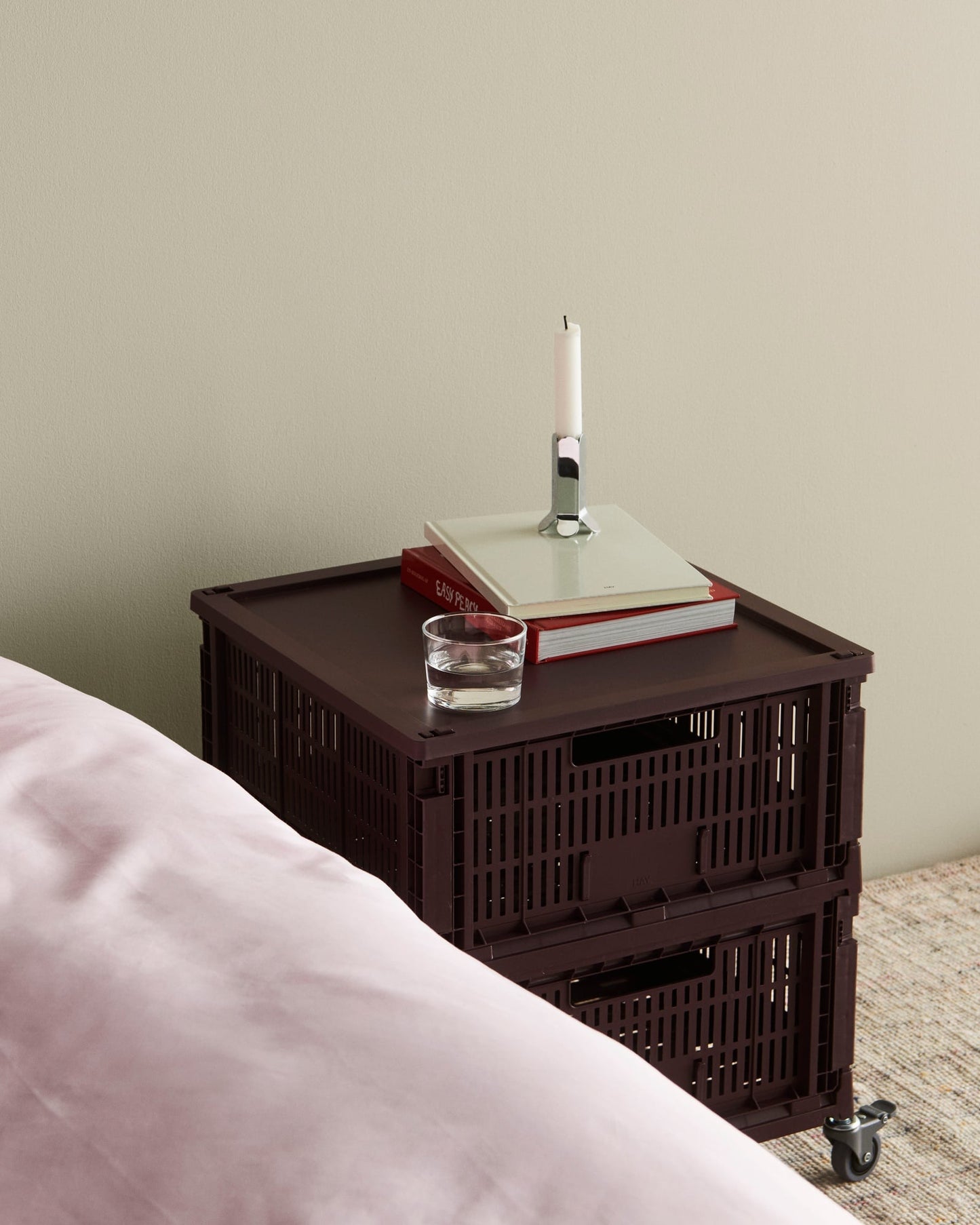 Colour Crate, L Square, recycled plastic, bordeaux