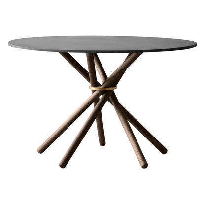 Hector dining table, 120 cm, dark concrete - dark oak