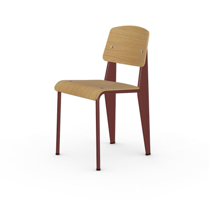Standard Chair by Vitra #Japanese red powder-coated (smooth), brown glides / natural oak, with protective varnish