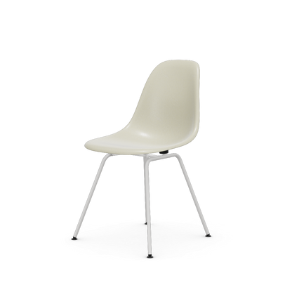 Eames Fiberglass Side Chair Dsx (Without Upholstery) by Vitra #powder-coated white (smooth) / Eames parchment