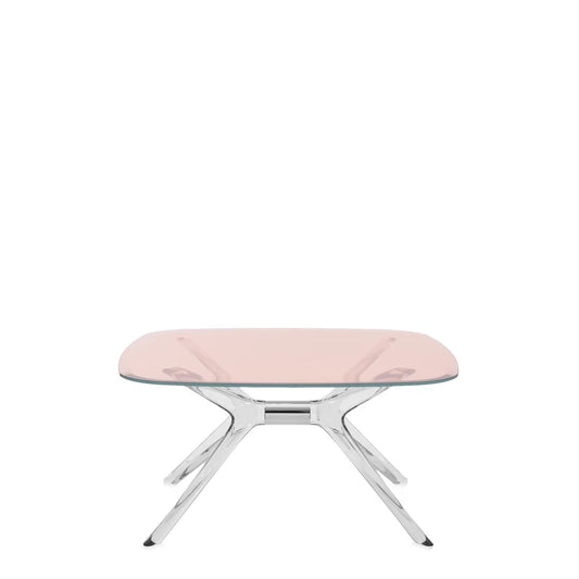 Blast Square Coffee Table by Kartell #PINK / CRYSTAL CHROME DETAIL