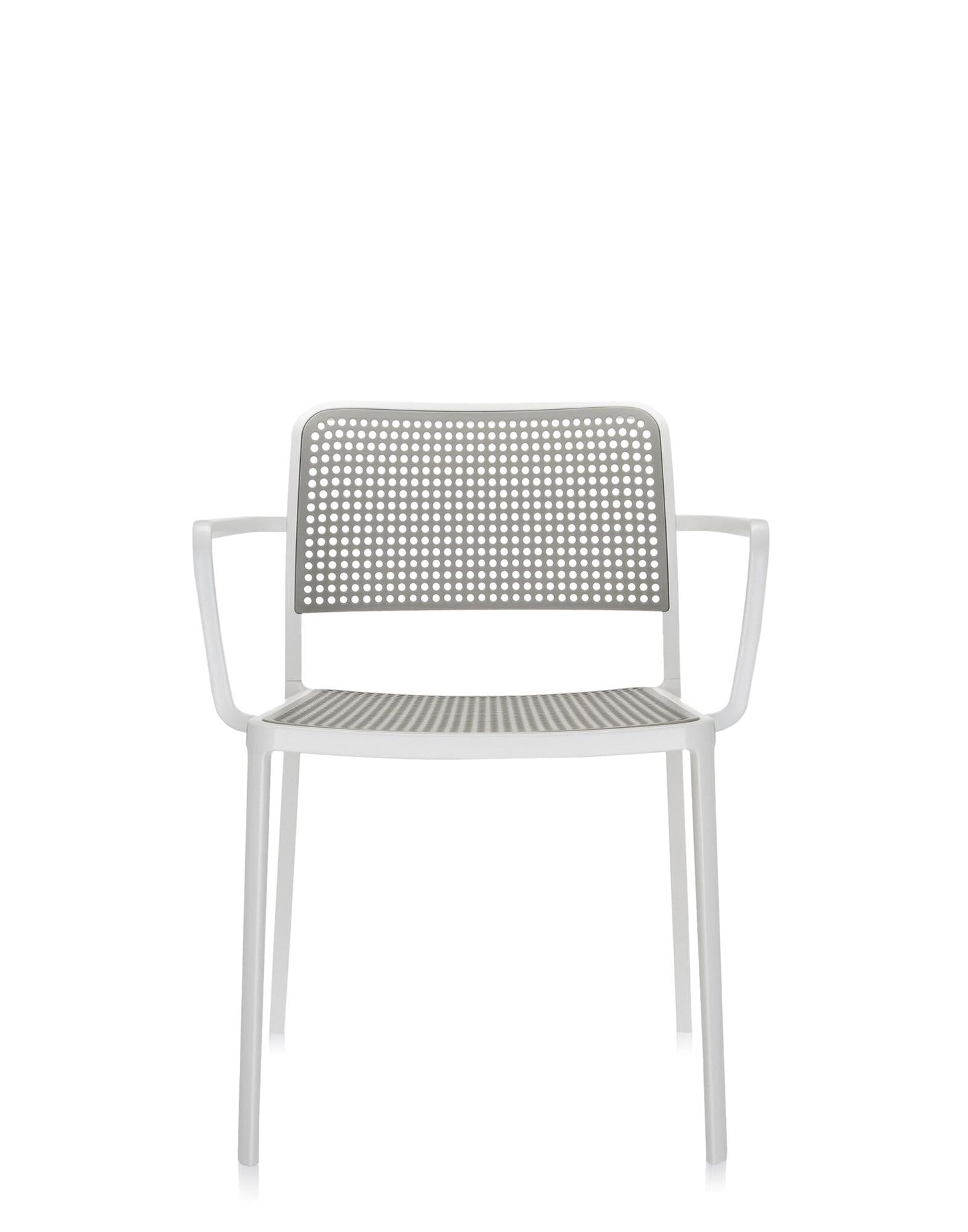 Audrey Armchair by Kartell #LIGHT GREY/WHITE PAINTED STEEL/