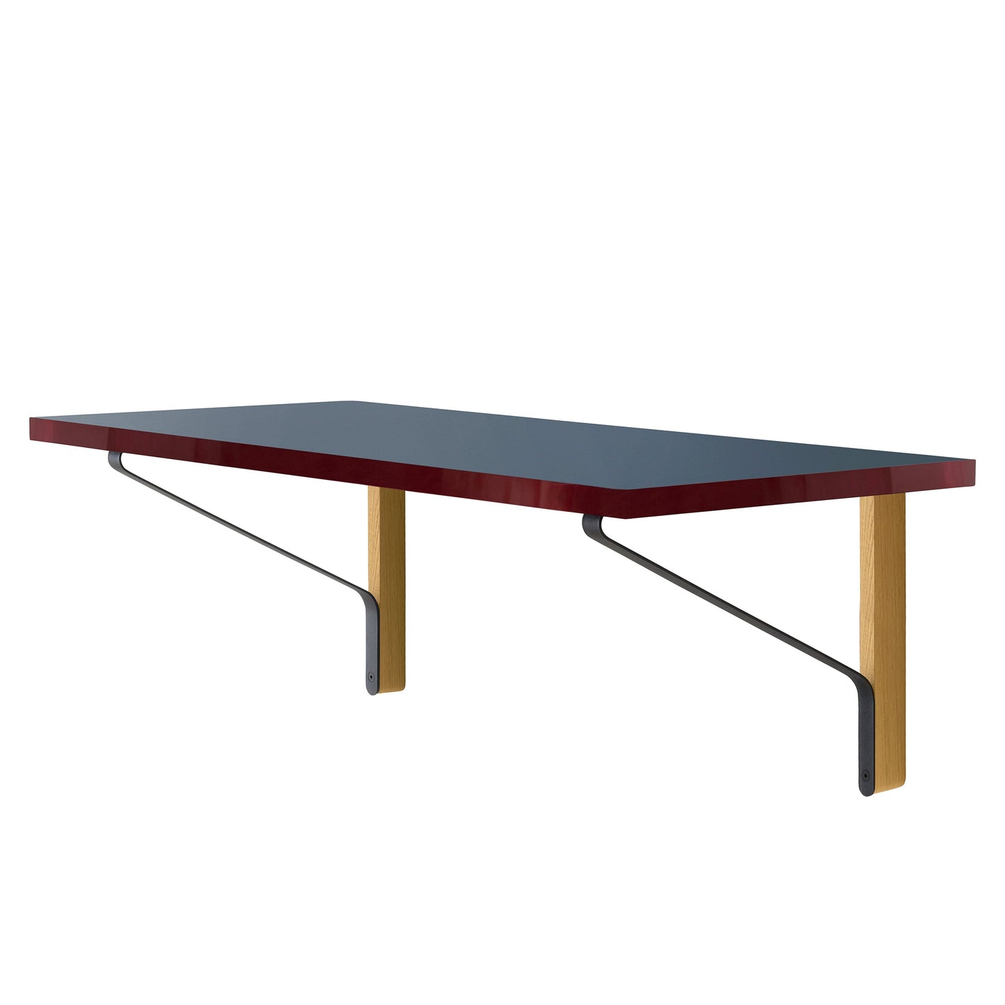 Artek Kaari Wall Console REB 006 — oak/blue linoleum/red edge
