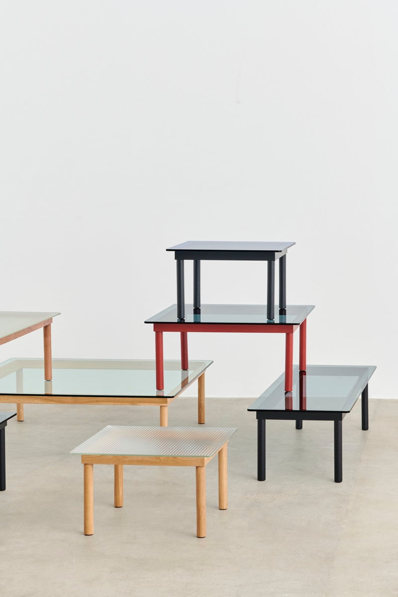 Kofi table 60 x 60 cm, lacquered oak - clear glass