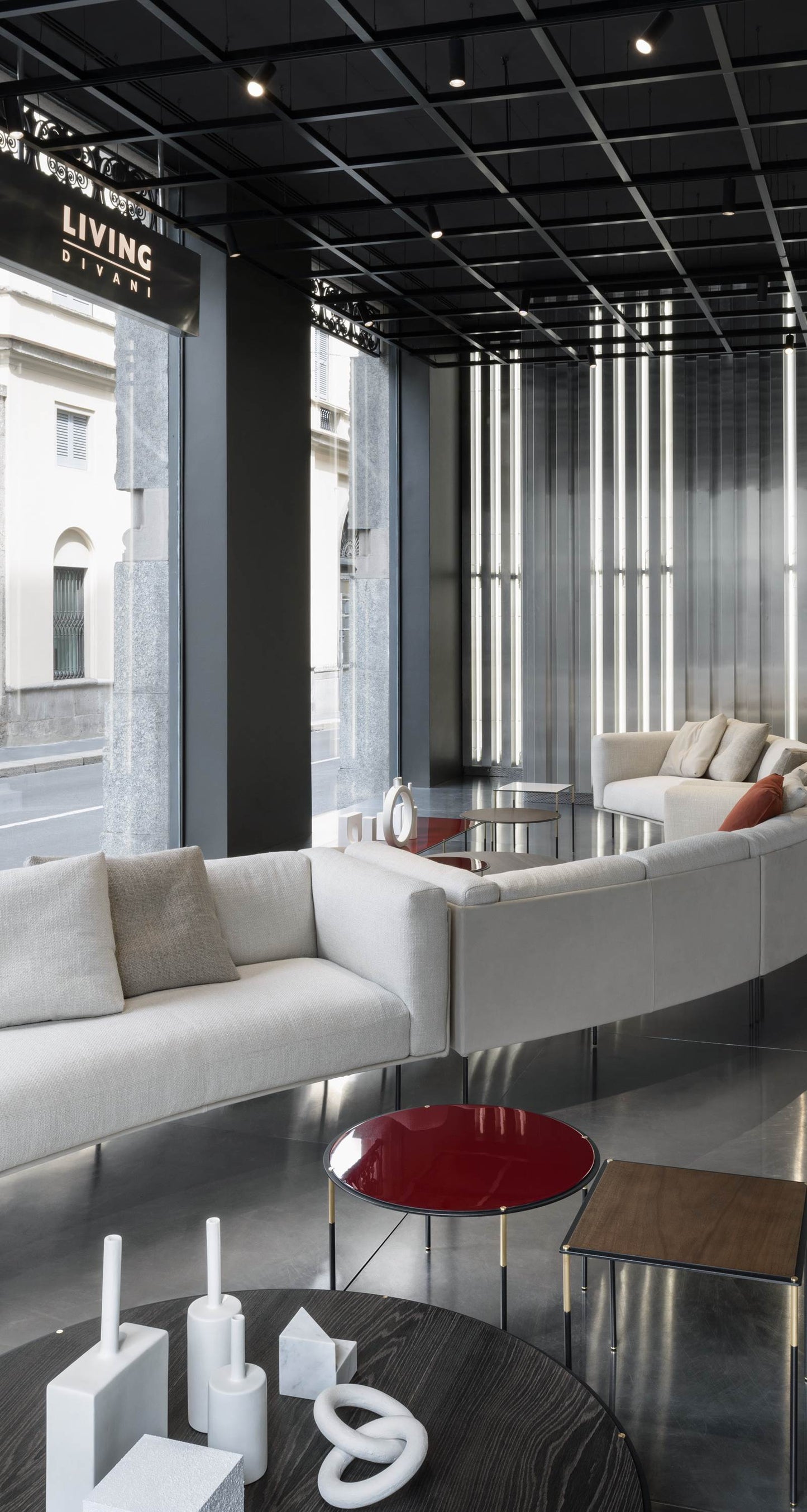 ROD BEAN - Curved fabric sofa with removable cover