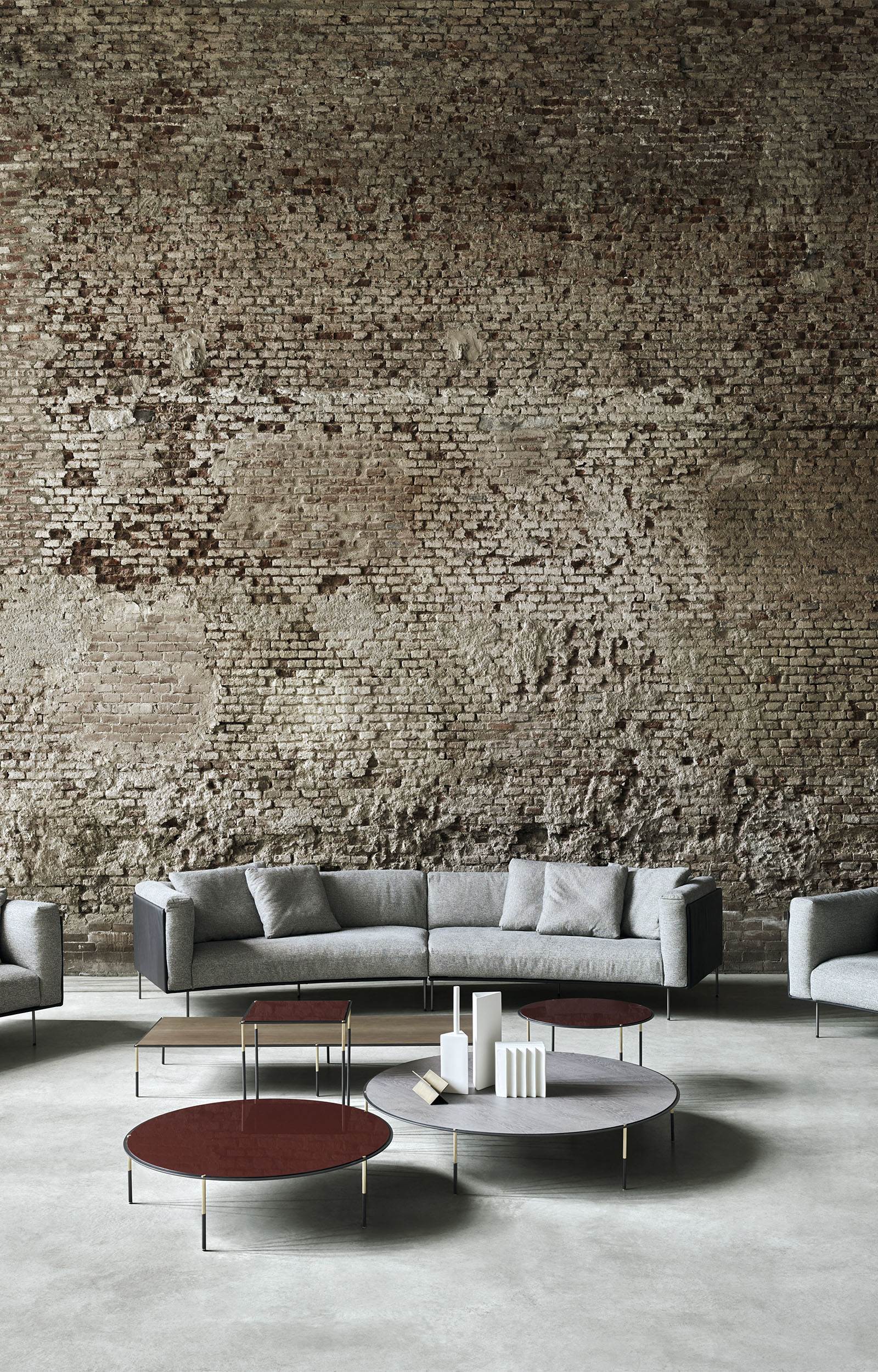 ROD BEAN - Curved fabric sofa with removable cover