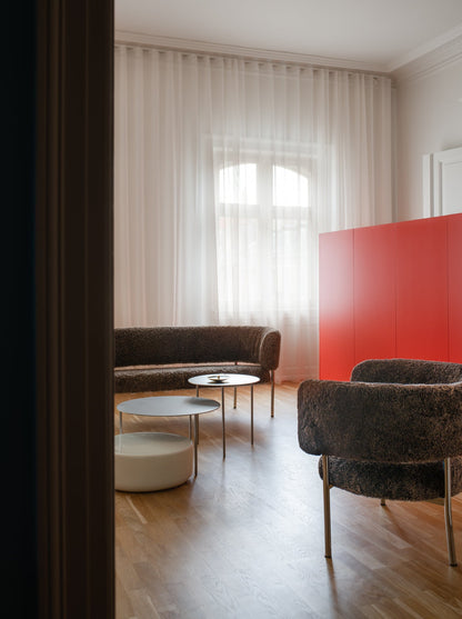 Pair side table, M, sandblasted steel
