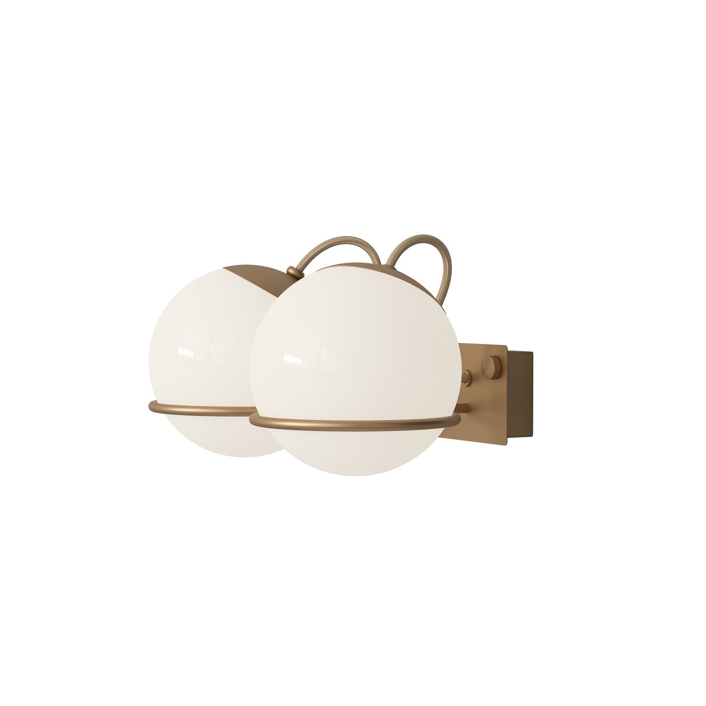 Wall Lamp Model 237/2 by Astep #2 Opaline Spheres (14cm Diameter) / Champagne Mount