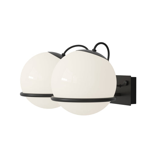 Wall Lamp Model 238/2 by Astep #2 Opaline Spheres (20cm Diameter) / Black Mount