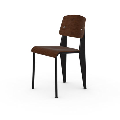 Standard Chair by Vitra #deep black powder-coated (smooth), black glides / walnut, black pigmented