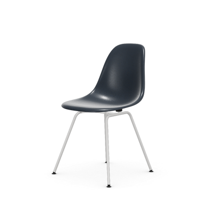 Eames Fiberglass Side Chair Dsx (Without Upholstery) by Vitra #powder-coated white (smooth) / Eames navy blue