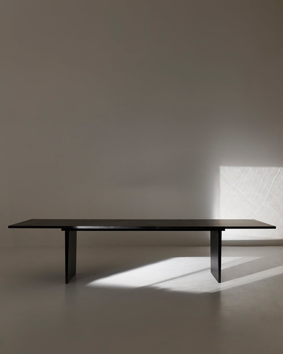 Private dining table, 260 x 100 cm, black / brown stained ash