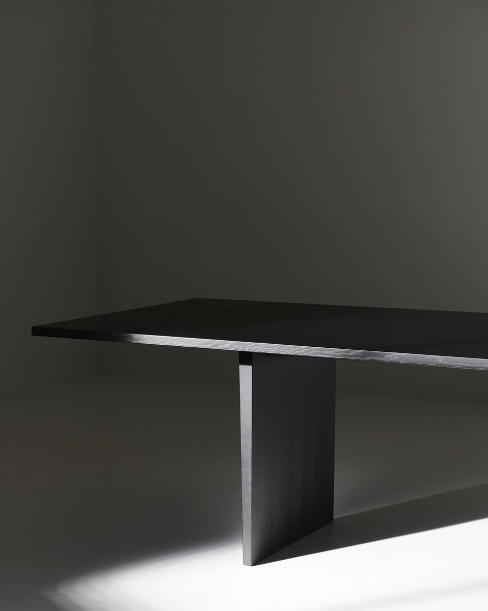 Private dining table, 260 x 100 cm, black / brown stained ash