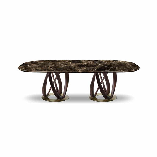 INFINITY - Oval Table with 2 Base (Marble)