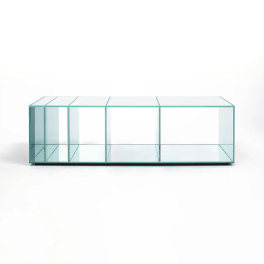Deep Sea - Rectangular Crystal Coffee Table With Storage Space by Glas Italia #blue