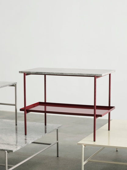 Rebar coffee table, 100 x 104 cm, alabaster - beige marble