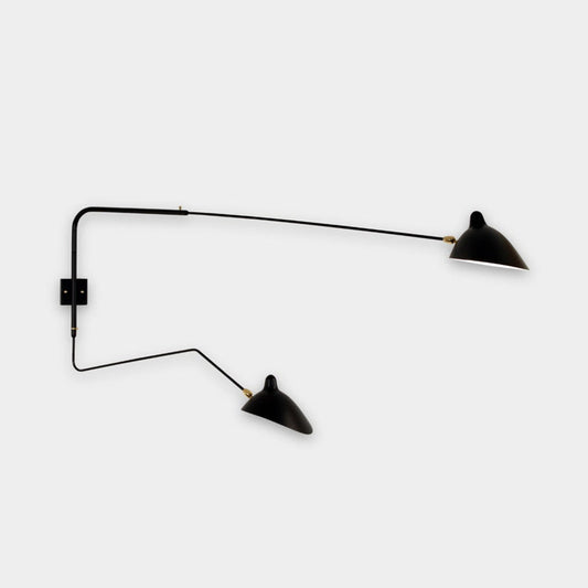 AP2B1C - Sconce 2 rotating arms, 1 straight, 1 curved