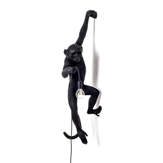LED Resin Indoor/Outdoor Wall Lamp Monkey Lamp Hanging Left by Seletti #Black