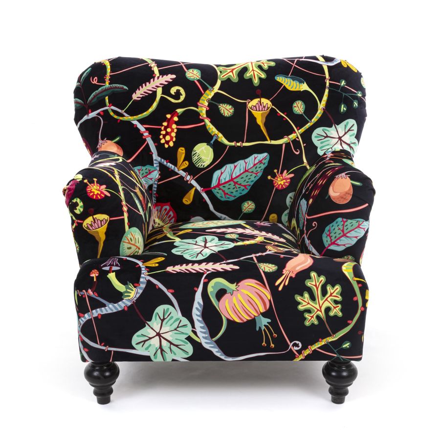 Fully Upholstered Armchair Botanical Diva by Seletti #Black