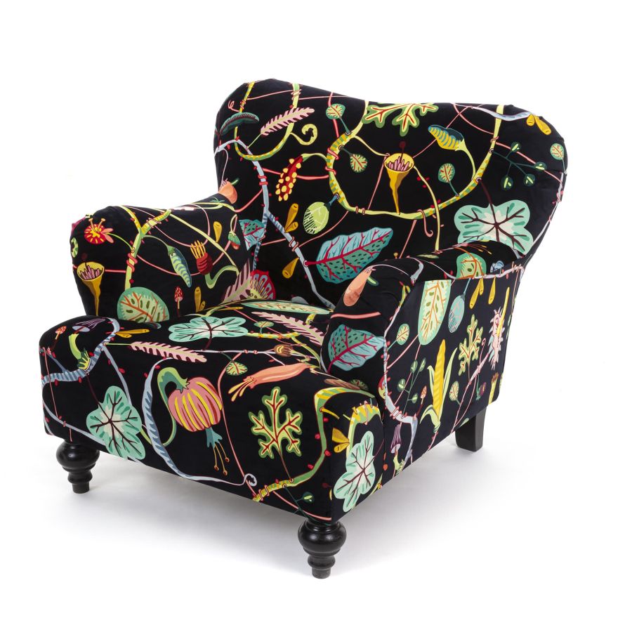 Fully Upholstered Armchair Botanical Diva by Seletti #Black