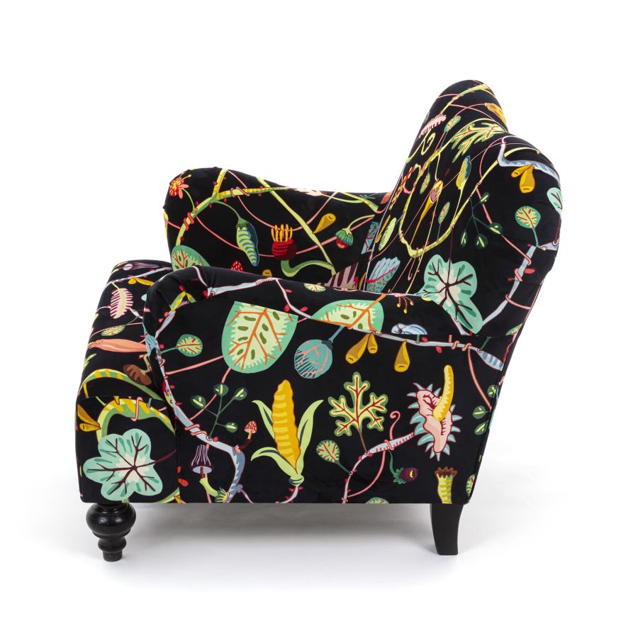 Fully Upholstered Armchair Botanical Diva by Seletti #Black