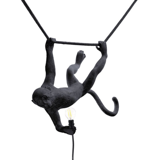 LED Resin Indoor/Outdoor Hanging Lamp Monkey Lamp Swing by Seletti #Black