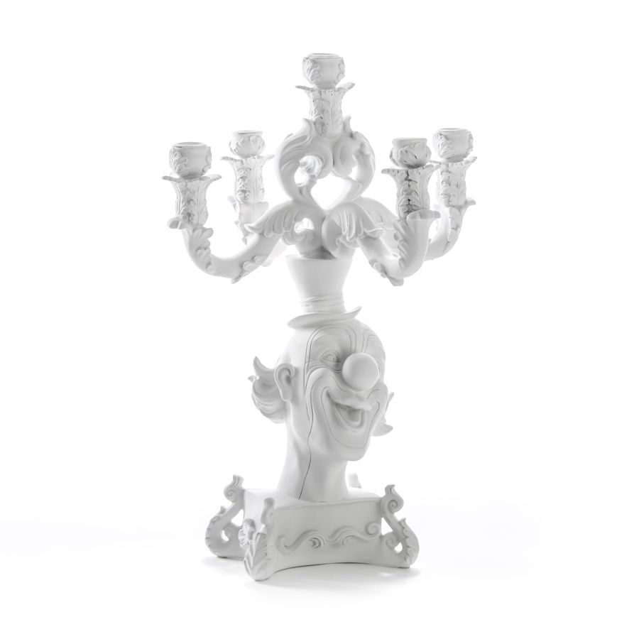 5 Arms Polyresin Candle Holder Burlesque Clown by Seletti #White