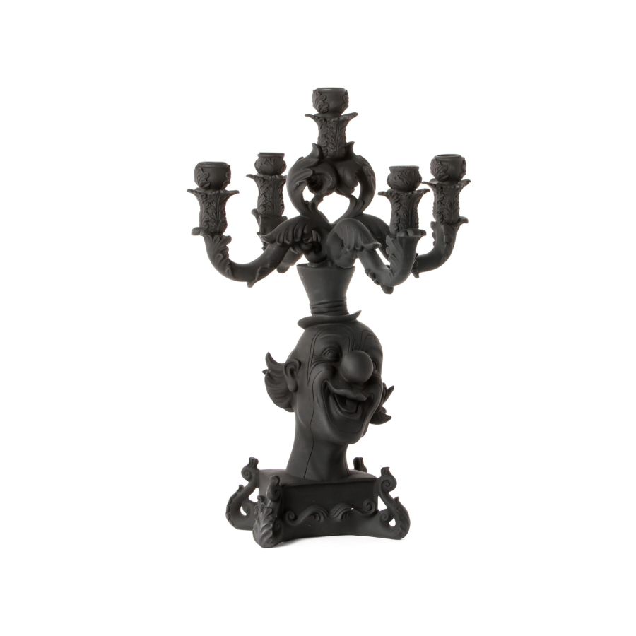 5 Arms Polyresin Candle Holder Burlesque Clown by Seletti #Black