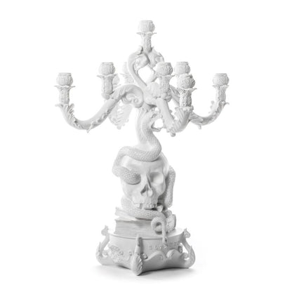 5 arms Polyresin candle holder Giant Burlesque Skull by Seletti #White