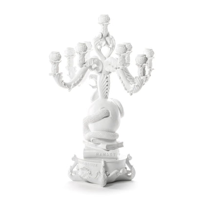 5 arms Polyresin candle holder Giant Burlesque Skull by Seletti #White