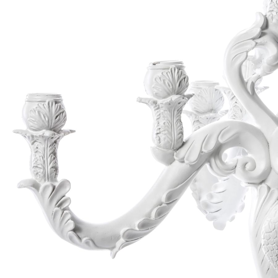 5 arms Polyresin candle holder Giant Burlesque Skull by Seletti #White